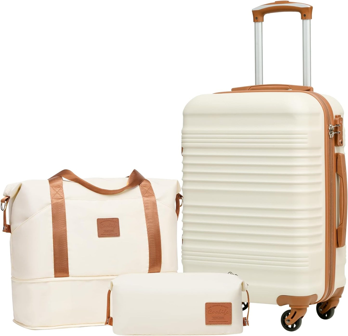 Coolife Luggage Set 3 Piece Hardside Suitcase with Spinner Wheels