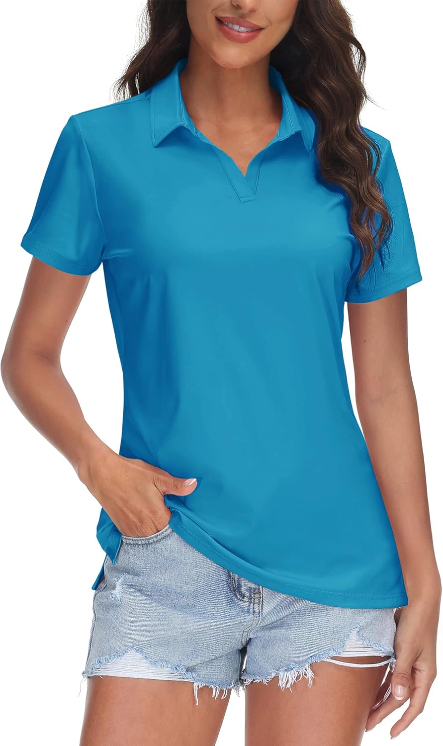 TACVASEN Women's V-Neck Polo Shirts for Sun Protection & Style