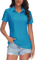 Womens V-Neck Polo Shirt UPF 50+ - Lightweight Quick Dry Golf Top