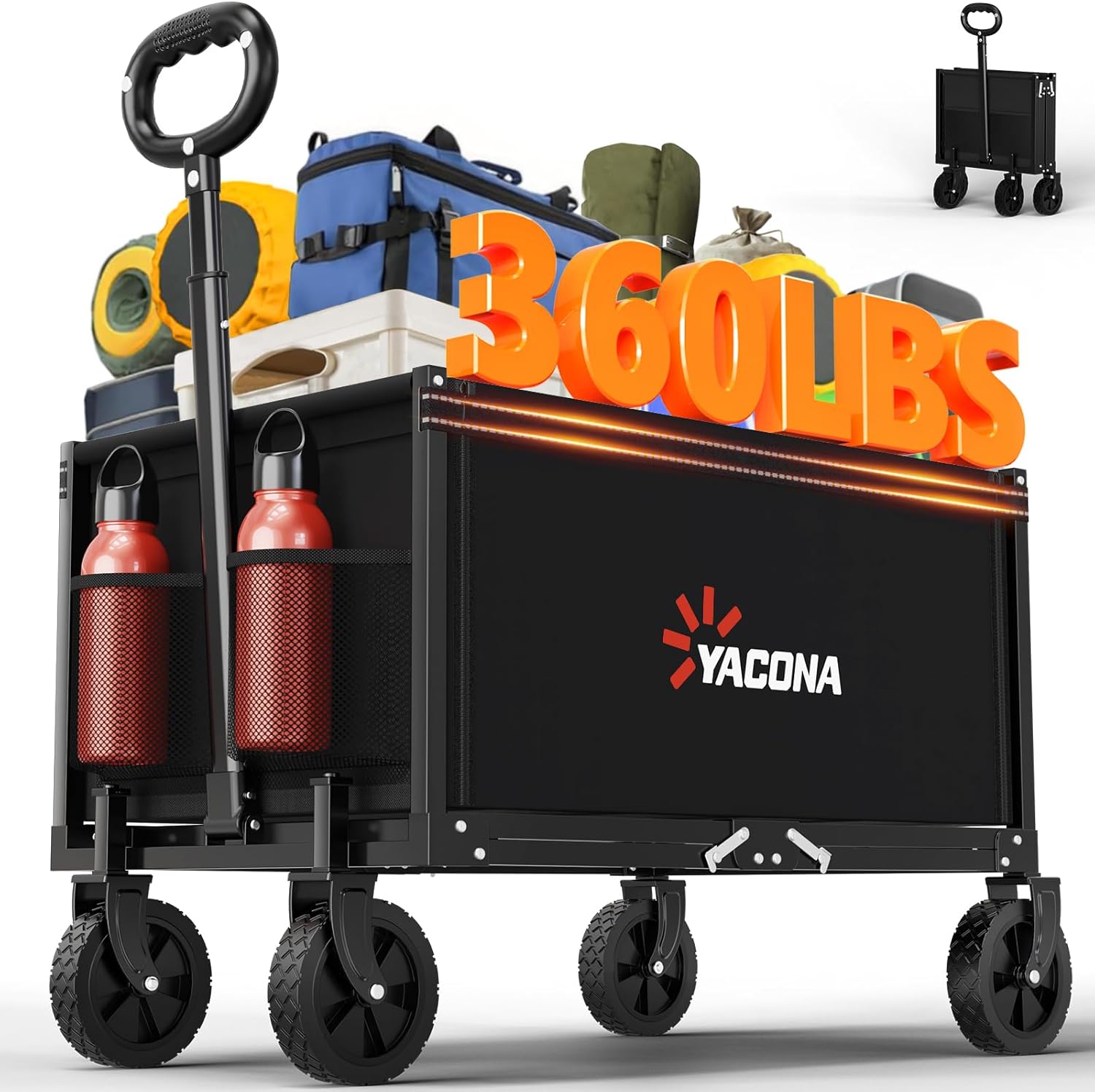 YACONA 3 in 1 Foldable Wagon Cart for Grocery and Camping