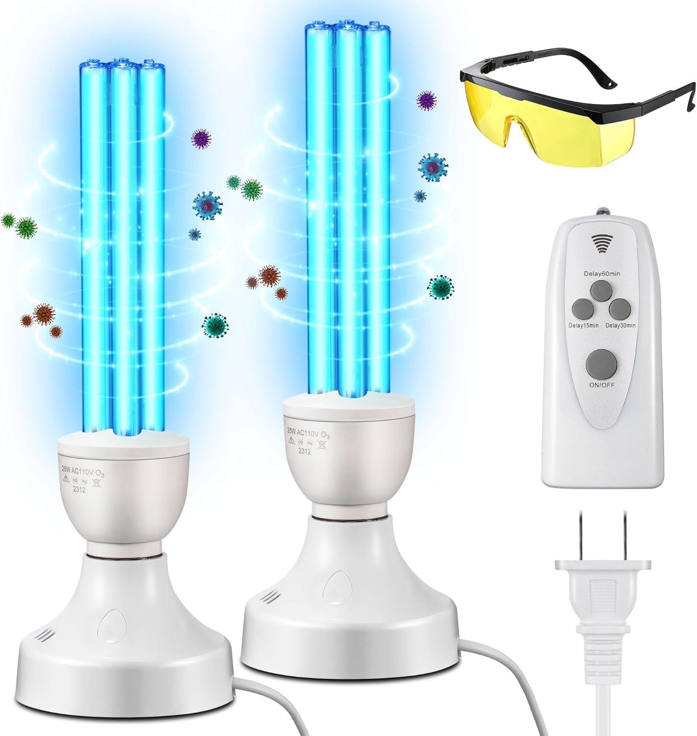 25 Watt UV Light Disinfection with Remote Control and Glasses