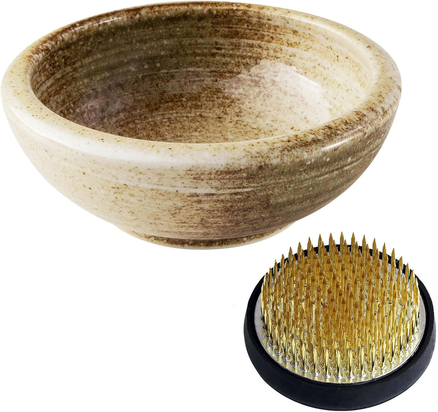 Wazakura Minoyaki Ikebana Tool Kit with Brass Kenzan
