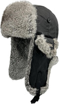 100% Real Rabbit Fur Winter Trapper Hat for Men Women - Ultra Warm has