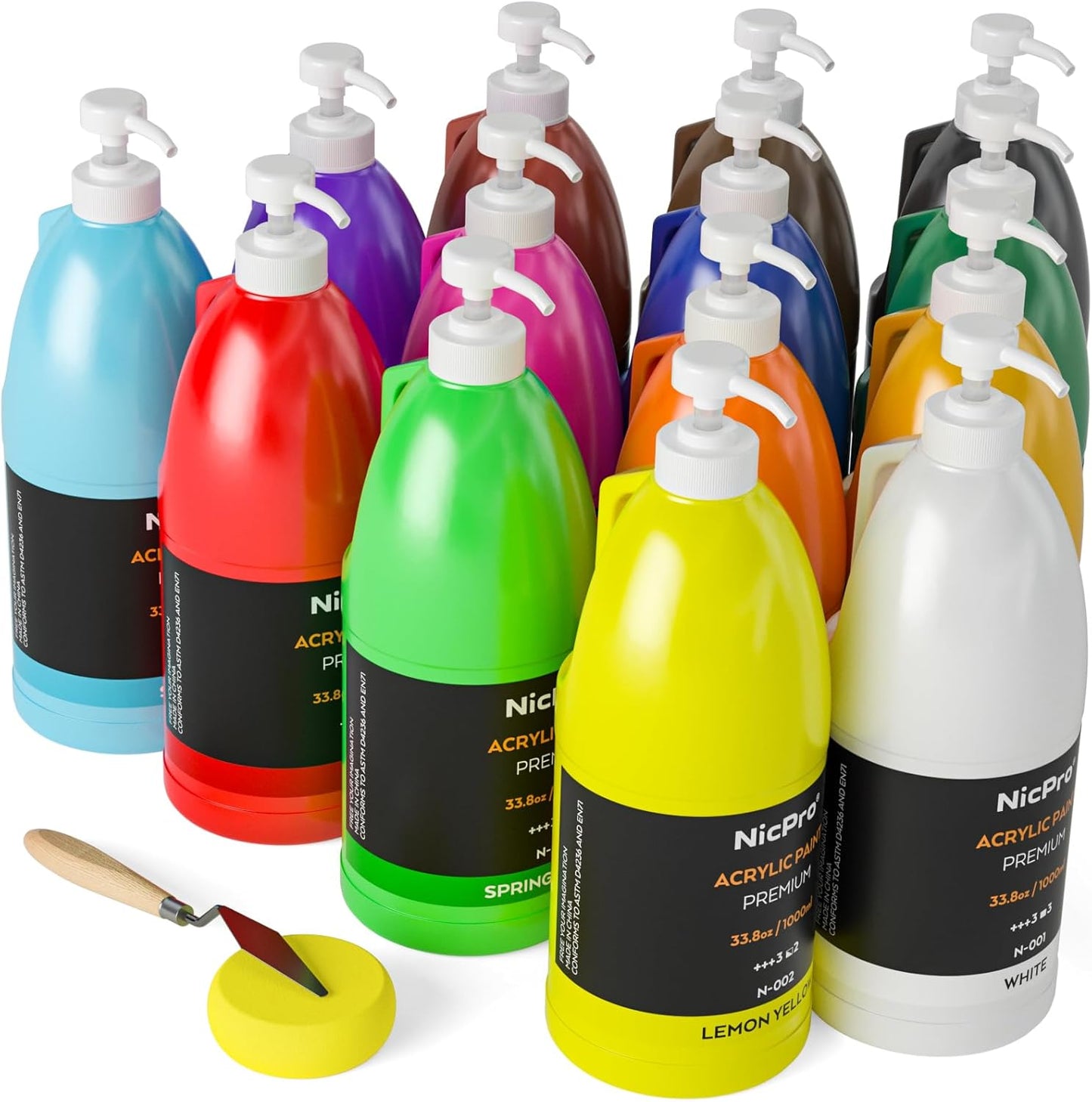 Nicpro 14 Colors Large Bulk Acrylic Paint Set for Art Lovers