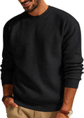 Mens Sweater Crewneck Waffle Pullover - Casual Knit Comfort