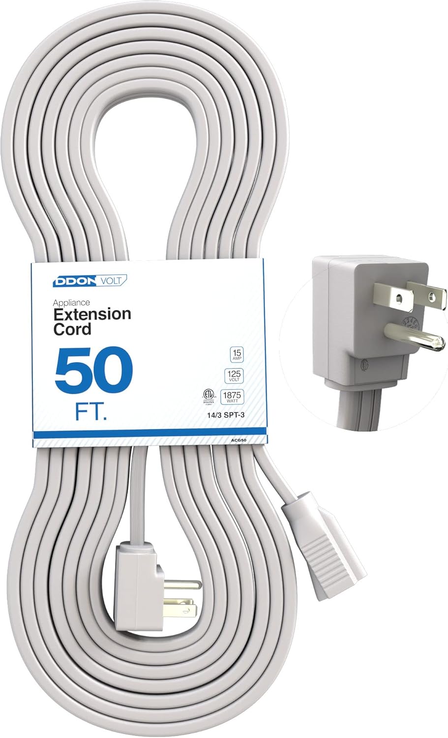 50ft Heavy Duty Appliance Extension Cord for Major Appliances
