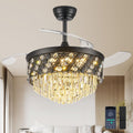 Fandelier Ceiling Fan with Light 42ft Retractable Crystal Chandelier