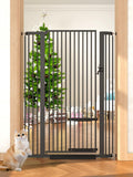 55.11 in Extra Tall Pet Gate With Small Cat Door - Secure No-Drill