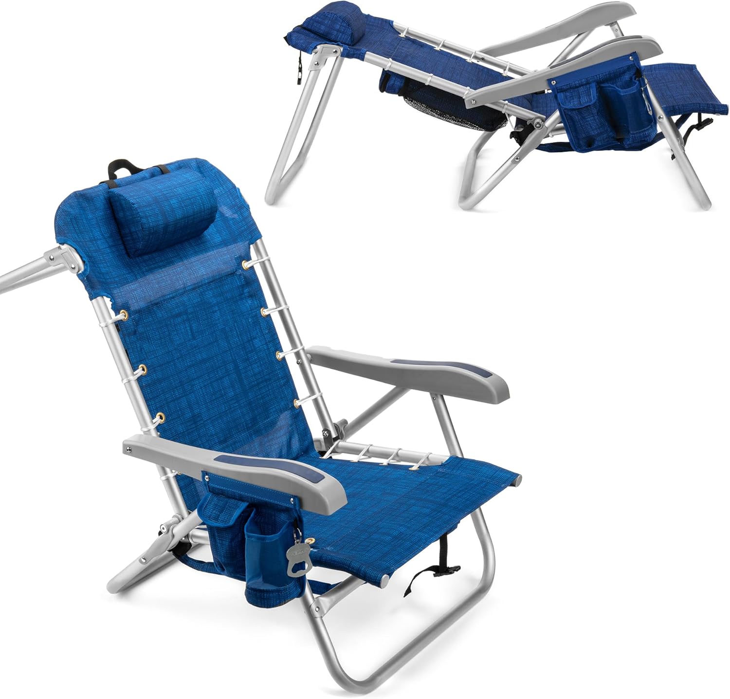 Homevative Backpack Fold-Up Beach Chair with Cooler & Storage