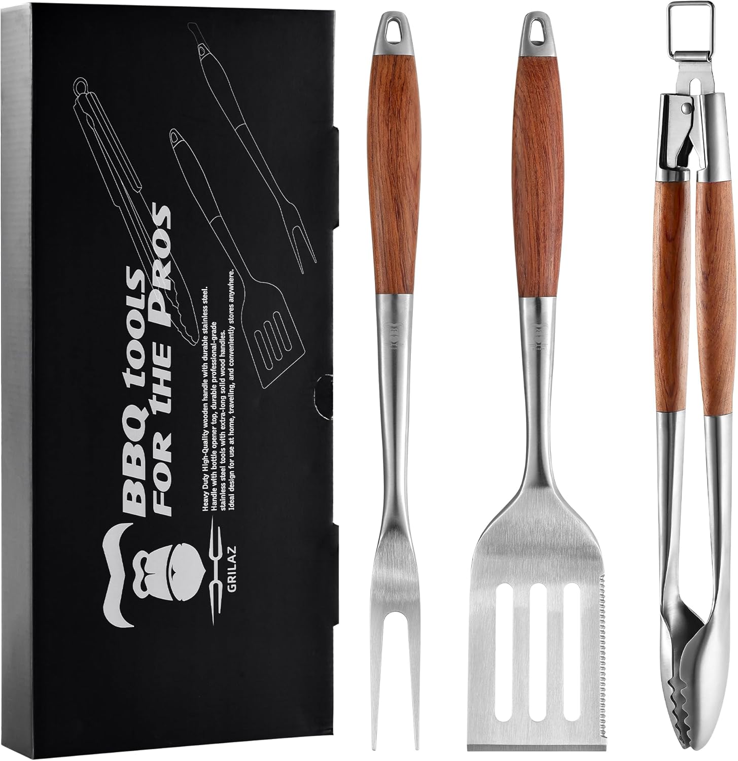 Heavy-Duty Rose Wooden BBQ Grilling Tools Set for Perfect Grilling