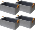 Closet Cloth Storage Bins 4 Pack - Large Grey Fabric Shelf Baskets