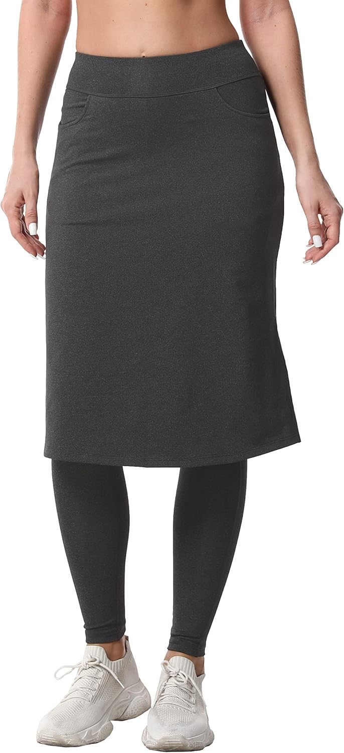 HOKOYI Women's Modest Long Skirt with Attached Leggings