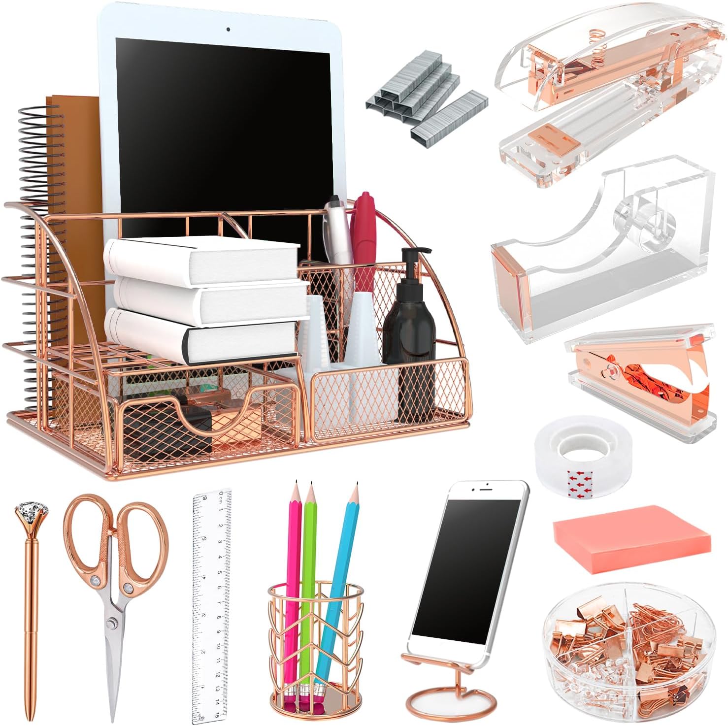 Rose Gold 13PCS Office Desk Organizer Set by YOLOZAI
