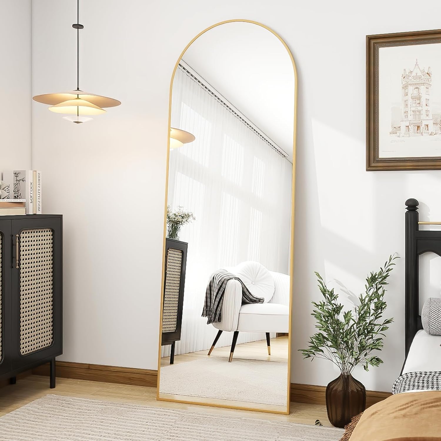 OGCAU Floor Mirror Full Length, 56x20 Arched-Top Design