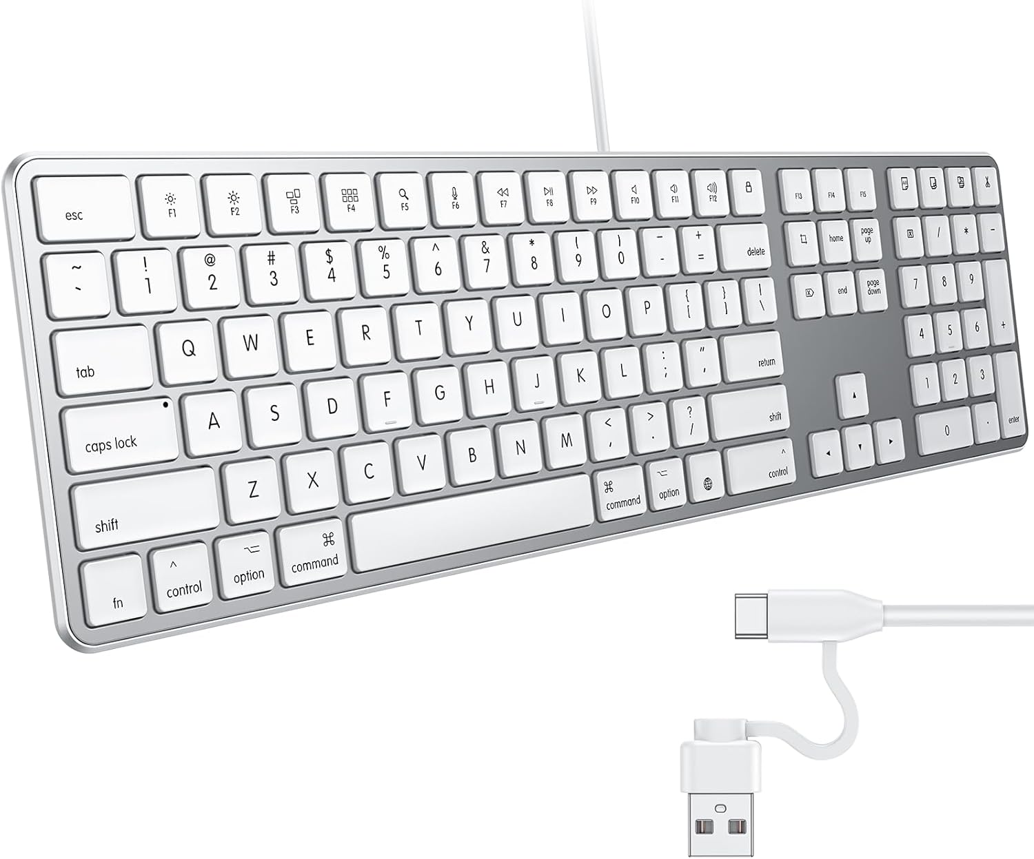 OMOTON Dual Interface Wired Keyboard for Mac - Full-Size & Versatile
