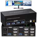 8K HDMI 2 Displayport KVM Switch 3 Monitors 2 Computers - Triple