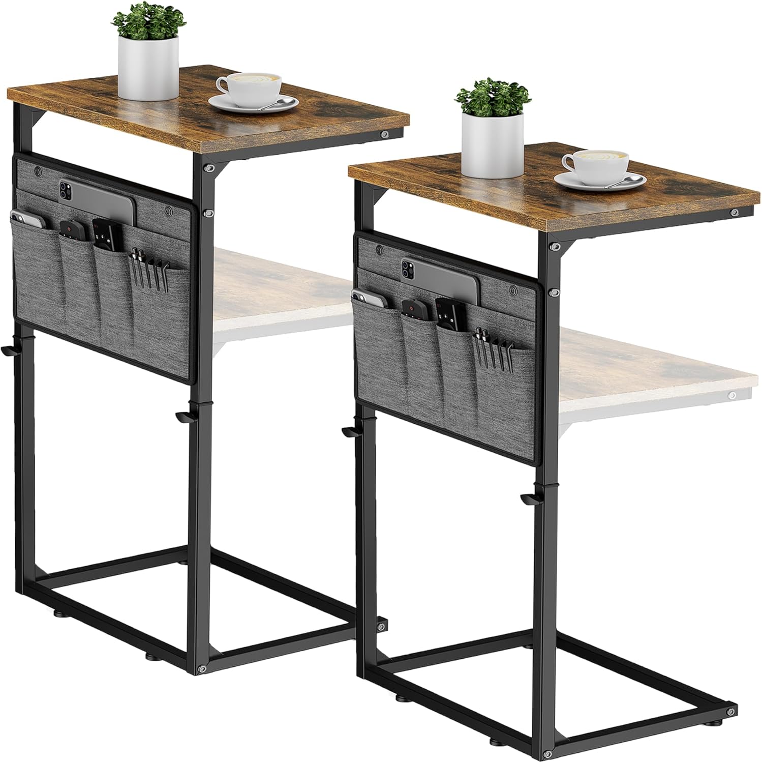 Vagusicc C Shaped End Table Set of 2 for Small Spaces