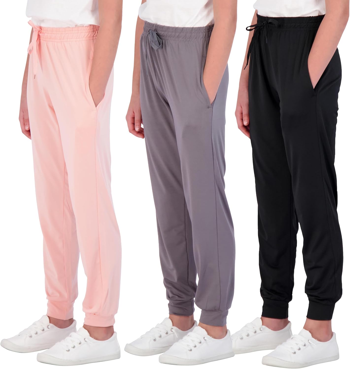 Girls' Dry-Fit Jogger Sweatpants: Stylish & Comfortable 3-Pack
