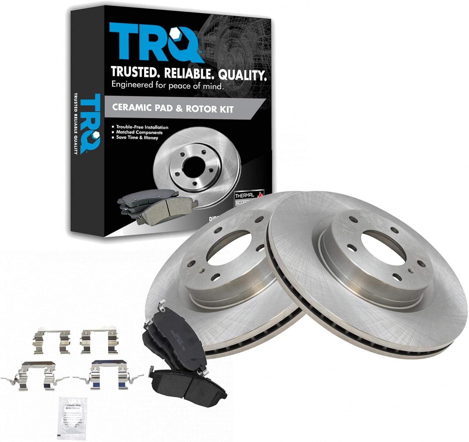 TRQ Front Brake Pad & Rotor Kit for INFINITI G35 and Nissan 350Z