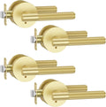 Privacy Gold Door Handles for Bedroom or Bathroom - 4 Pack