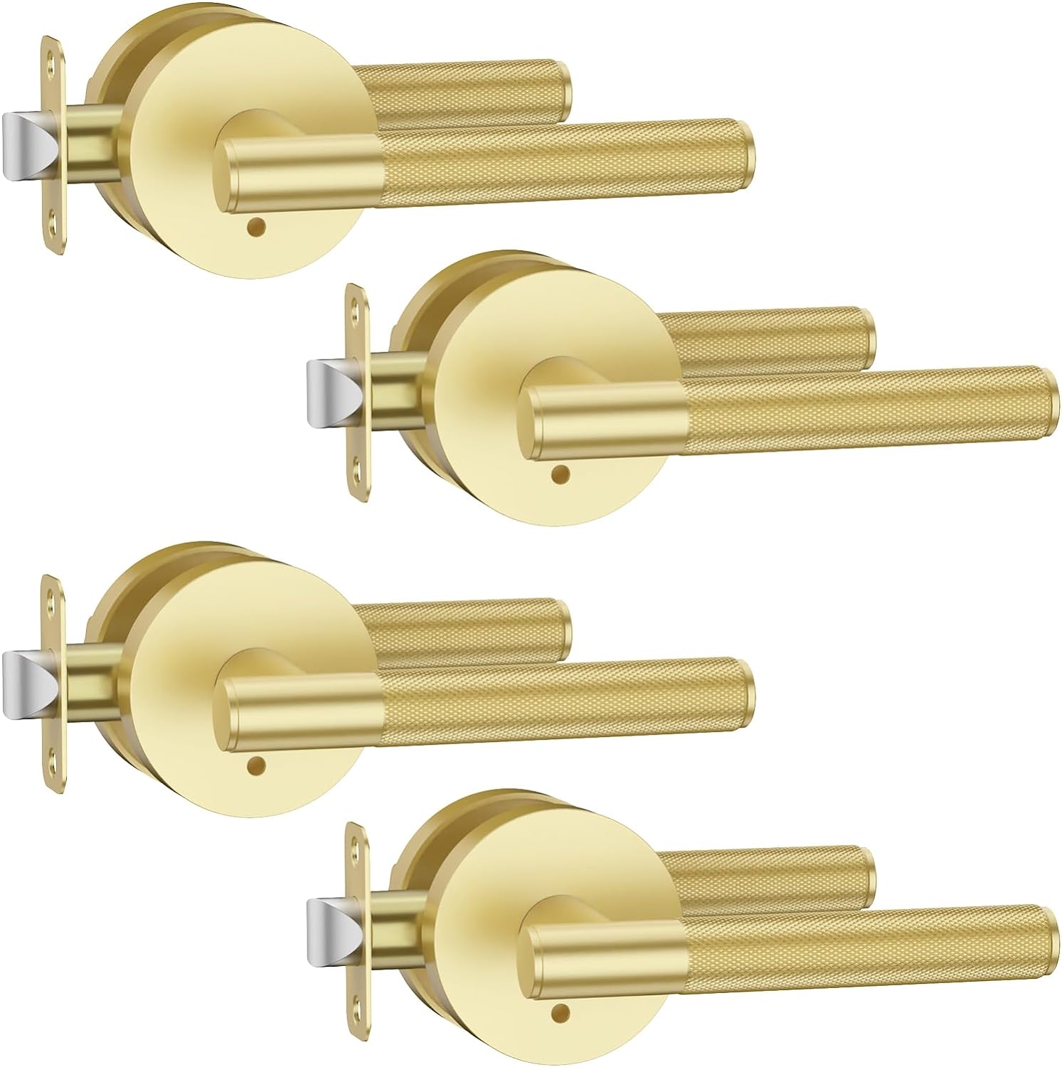 Privacy Gold Door Handles for Bedroom or Bathroom - 4 Pack