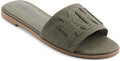DKNY Willow Flat Slide Sandal with Logo - Everyday Cushioned Comfort