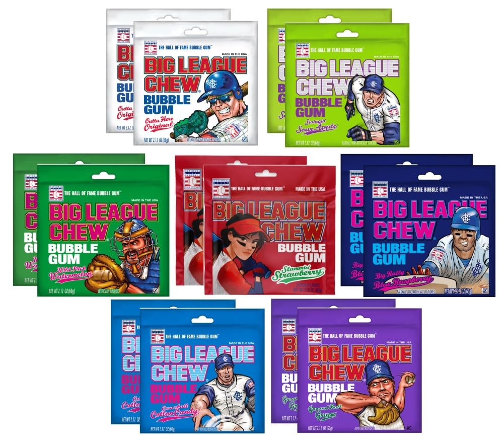 Big League Chew Bubble Gum Variety Pack - 7 Flavors Delight