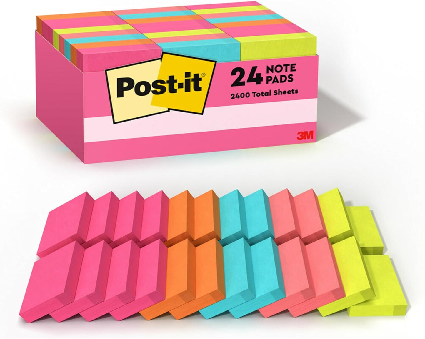 Post-it Mini Notes, Poptimistic Collection, 24 Pads, 100 Sheets each