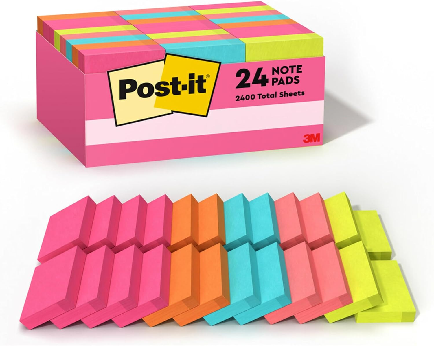 Post-it Mini Notes, Poptimistic Collection, 24 Pads, 100 Sheets each