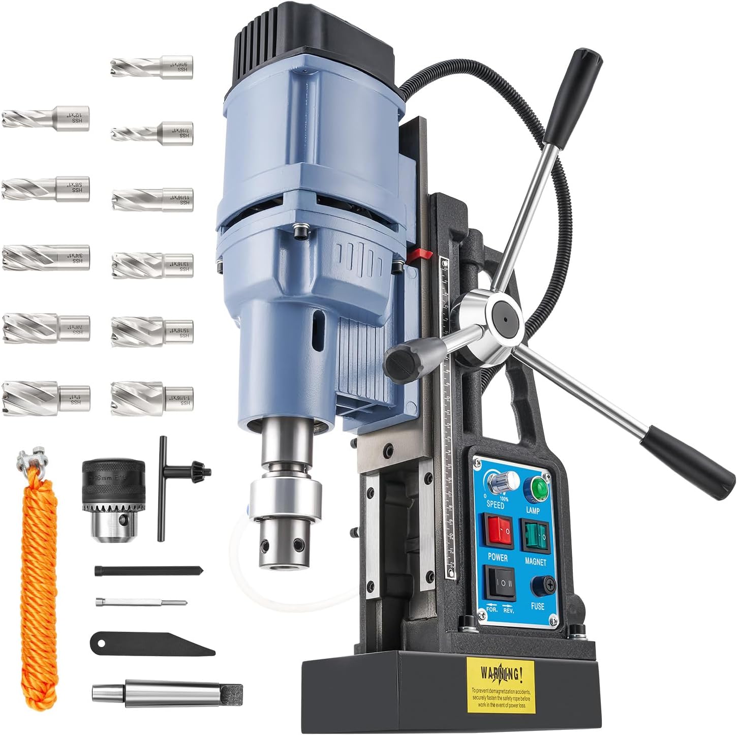 ZELCAN Magnetic Drill Press with 11 Drill Bits for Metal Work
