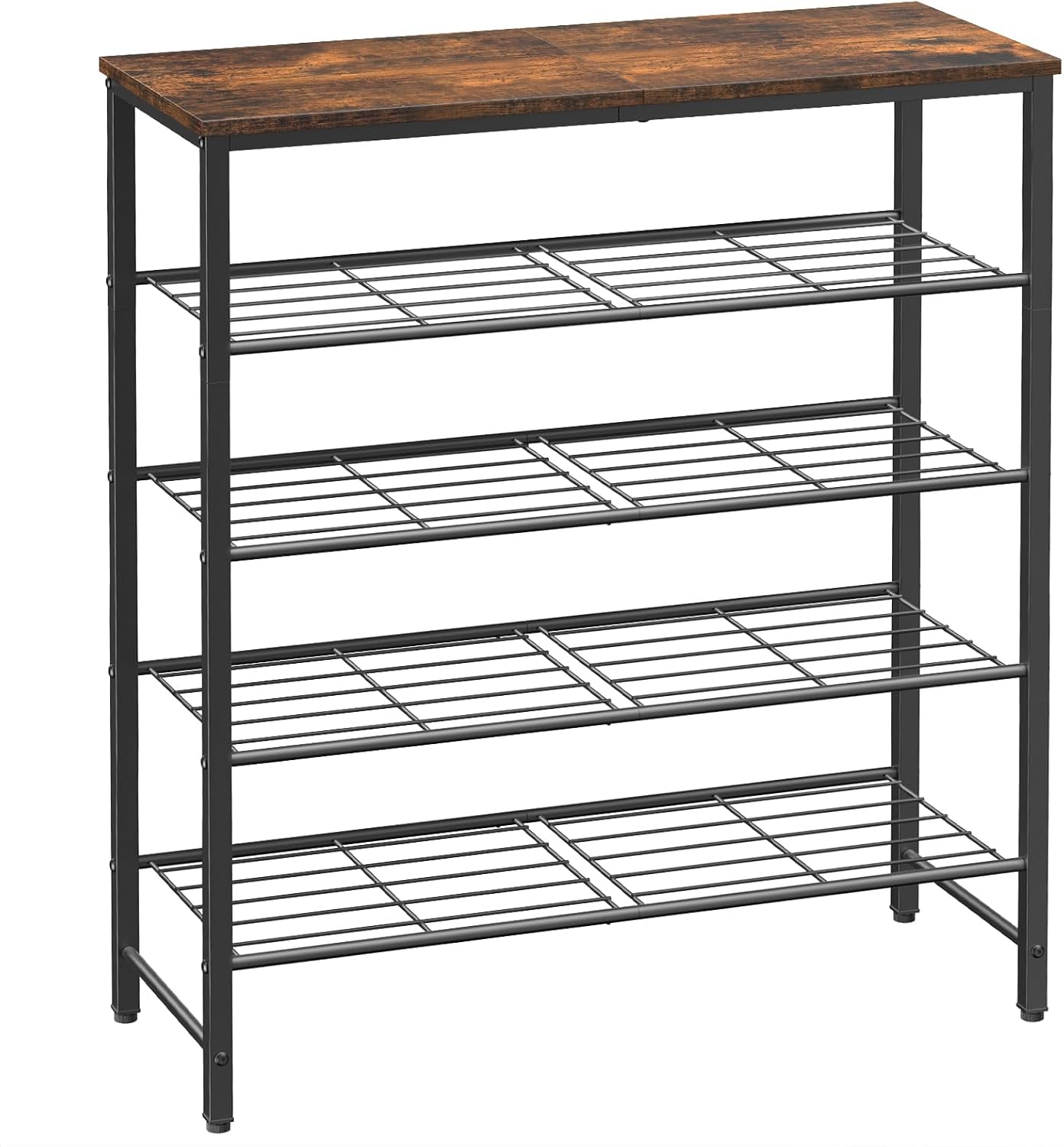 Kitsure Shoe Rack for Closet - Rustic Brown Organizer for Shoes