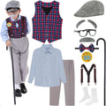 Old Man Costume for Kids 10-Piece Set - 100th Day Grandpa Outfit