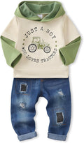 Baby Boy Hoodie and Ripped Jeans Outfit - Warm Cotton Fall Set