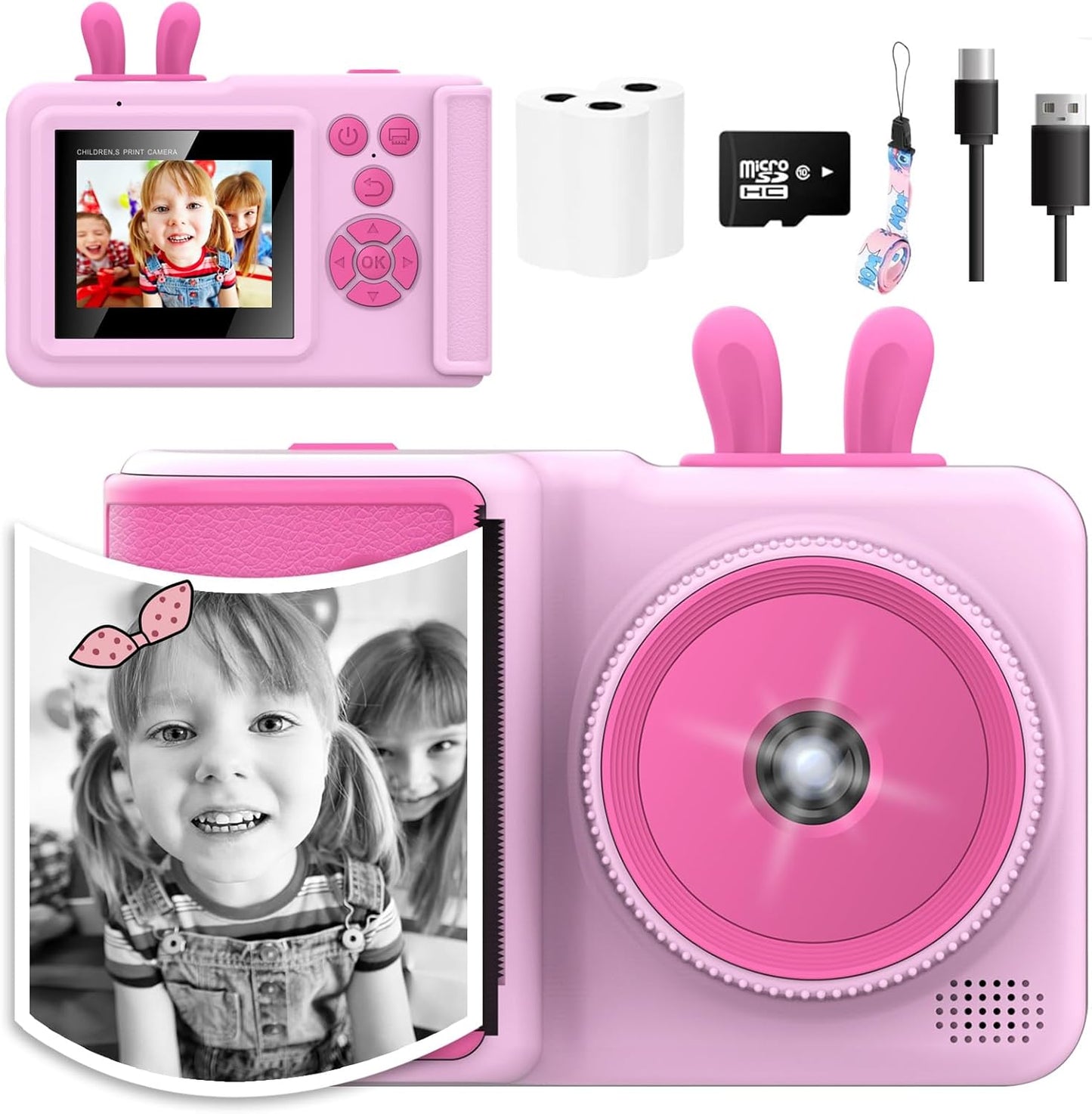 Instant Print Kids Camera - 1080P Video, Pink, Ages 3-12