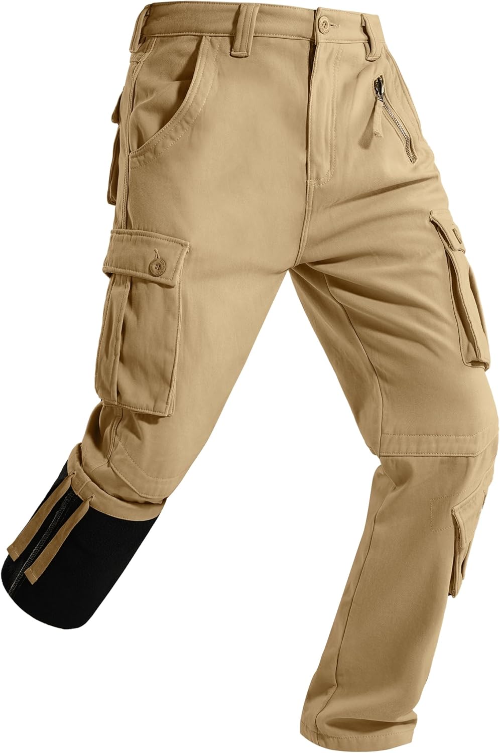 Men's Fleece Lined Hiking Cargo Pants for Winter Comfort