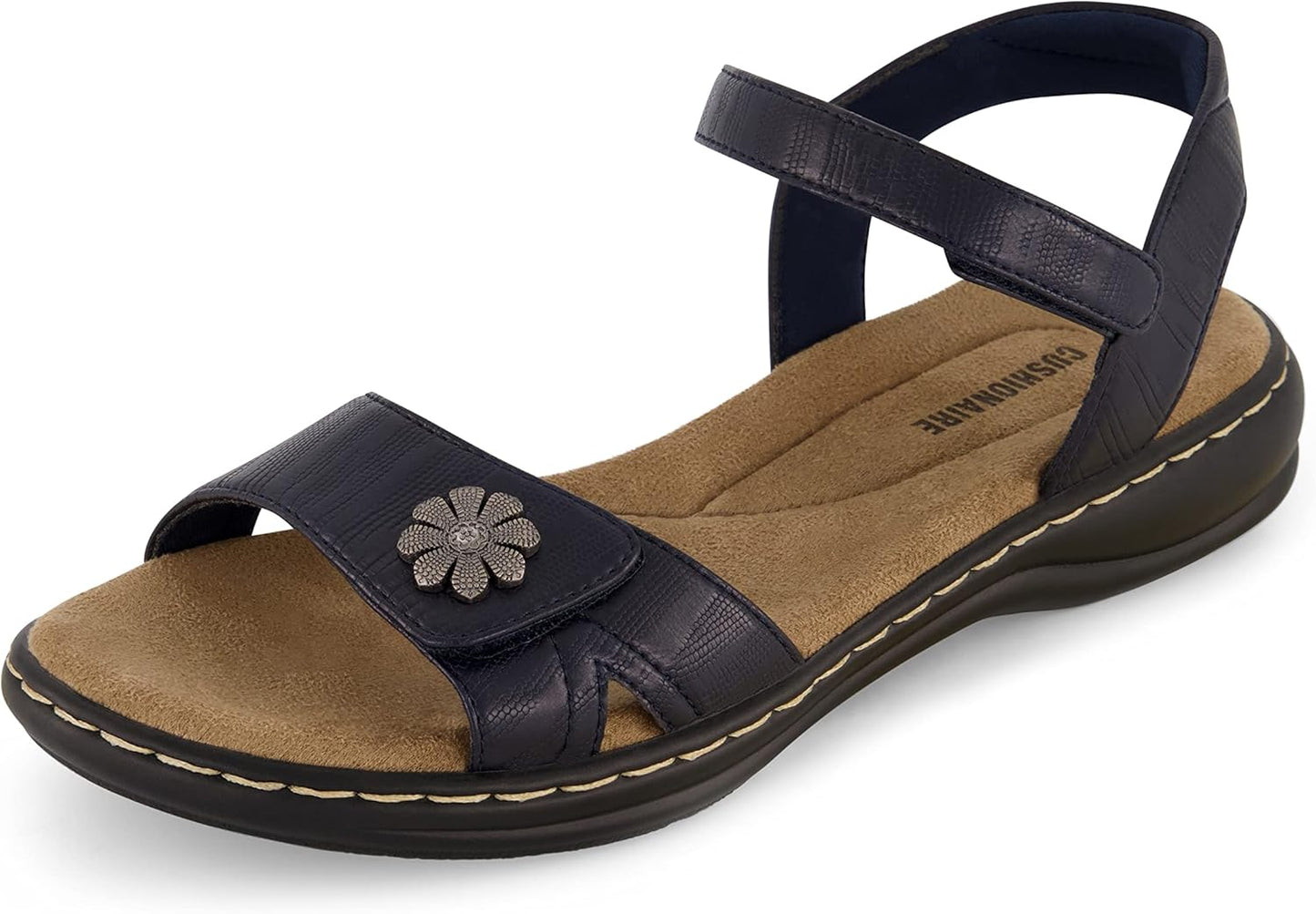 CUSHIONAIRE Women's Bloom Comfort Sandal with Memory Foam Support