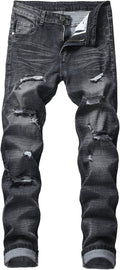Men's Ripped Skinny Stretch Distressed Slim Jeans - Comfortable Fit
