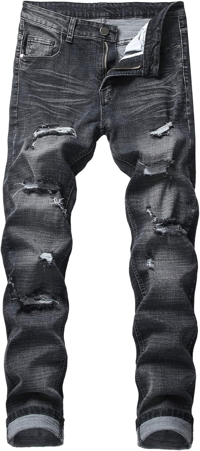 Men's Ripped Skinny Stretch Distressed Slim Jeans for Style