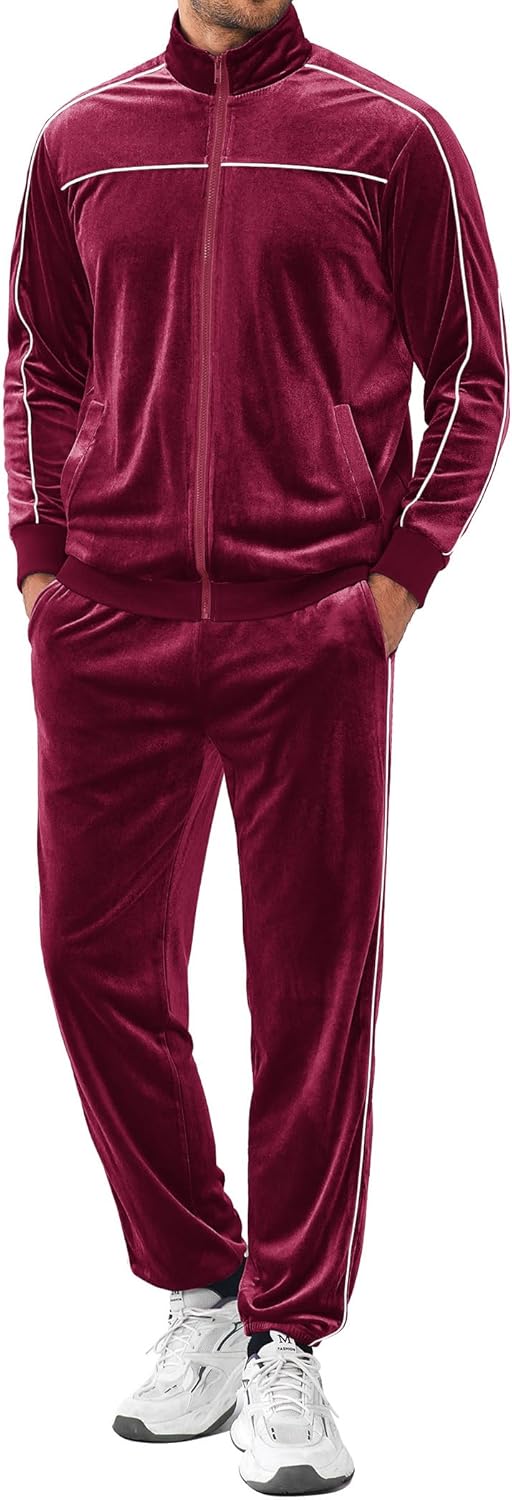 COOFANDY Mens Velour Tracksuits for Stylish Comfort and Fit