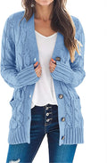 Women's Cable Knit Open Front Cardigan - Loose Button Cardigan