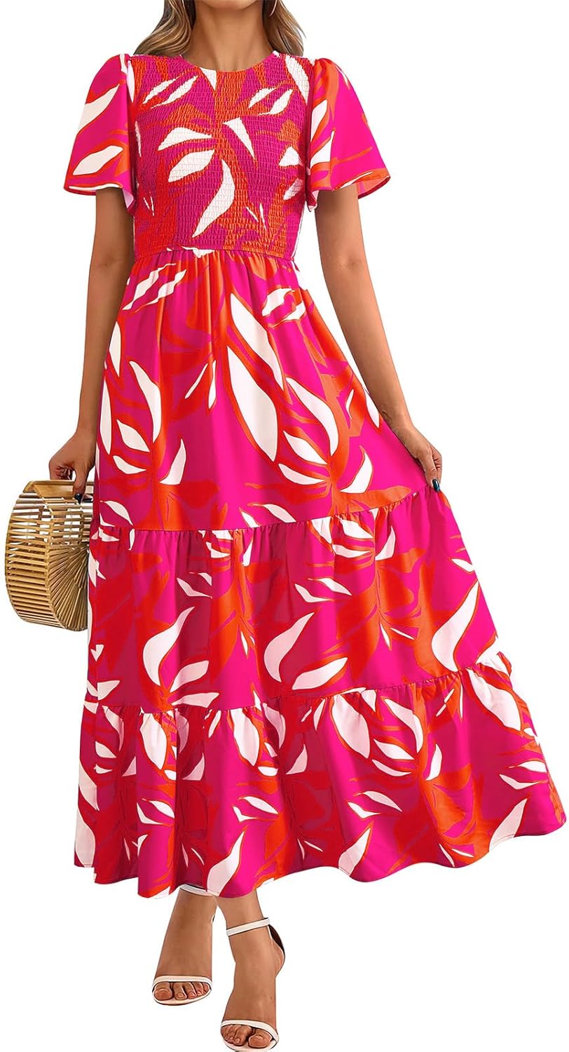 Floral Maxi Dress for Women 2025 - Casual Flutter Sleeve Style