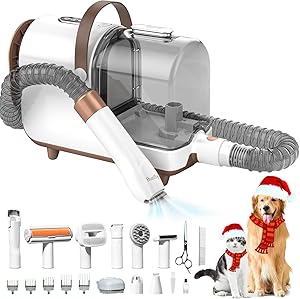 Bunfly Dog Grooming Kit with Strong Suction and 11 Tools