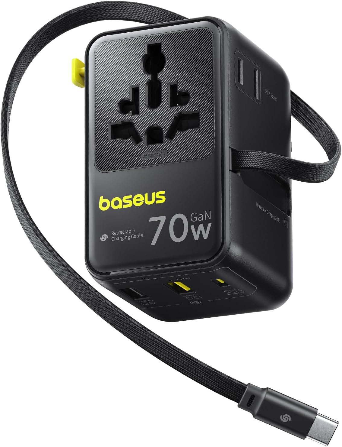 Baseus 70W Universal Travel Adapter with Retractable Cable