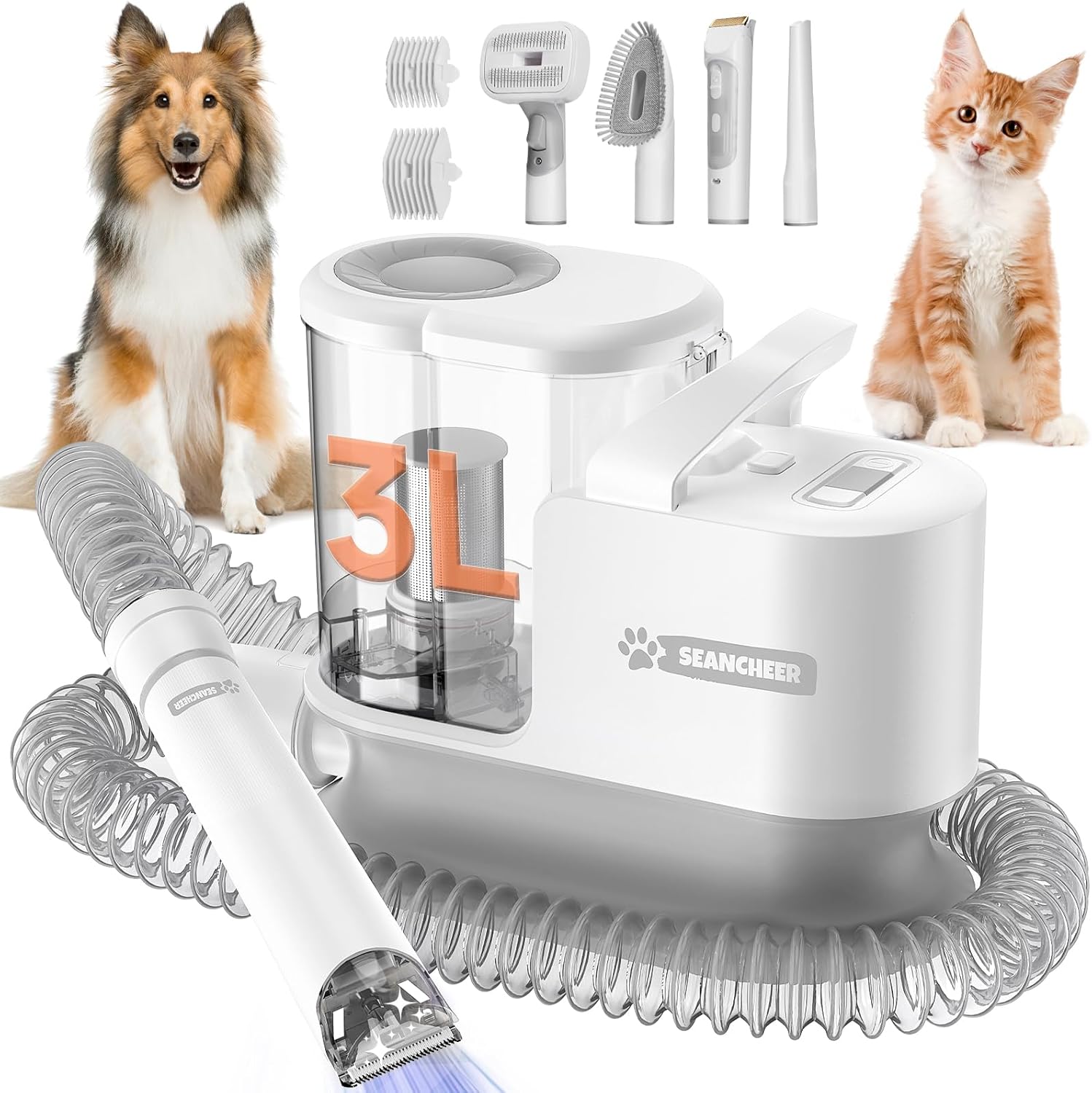 Pet Grooming Vacuum & Kit Bundle - Low Noise & Hair Remover!