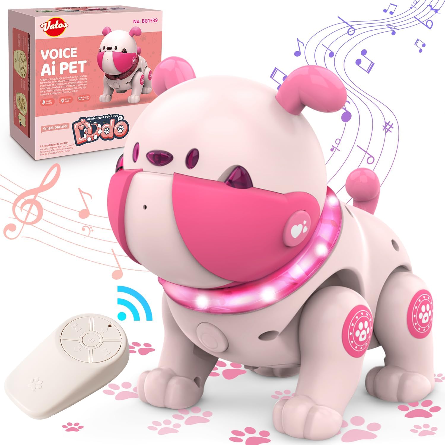 VATOS Dancing Dog RC Toy - LED, Voice Recording, Farting Touch, Walking! 