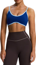 Women's Color Block Workout Sports Bra - Lined Strappy Yoga Crop