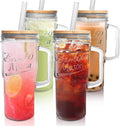 Glass Cups with Lids and Straws 24 oz Mason Jar Set - Durable Everyday