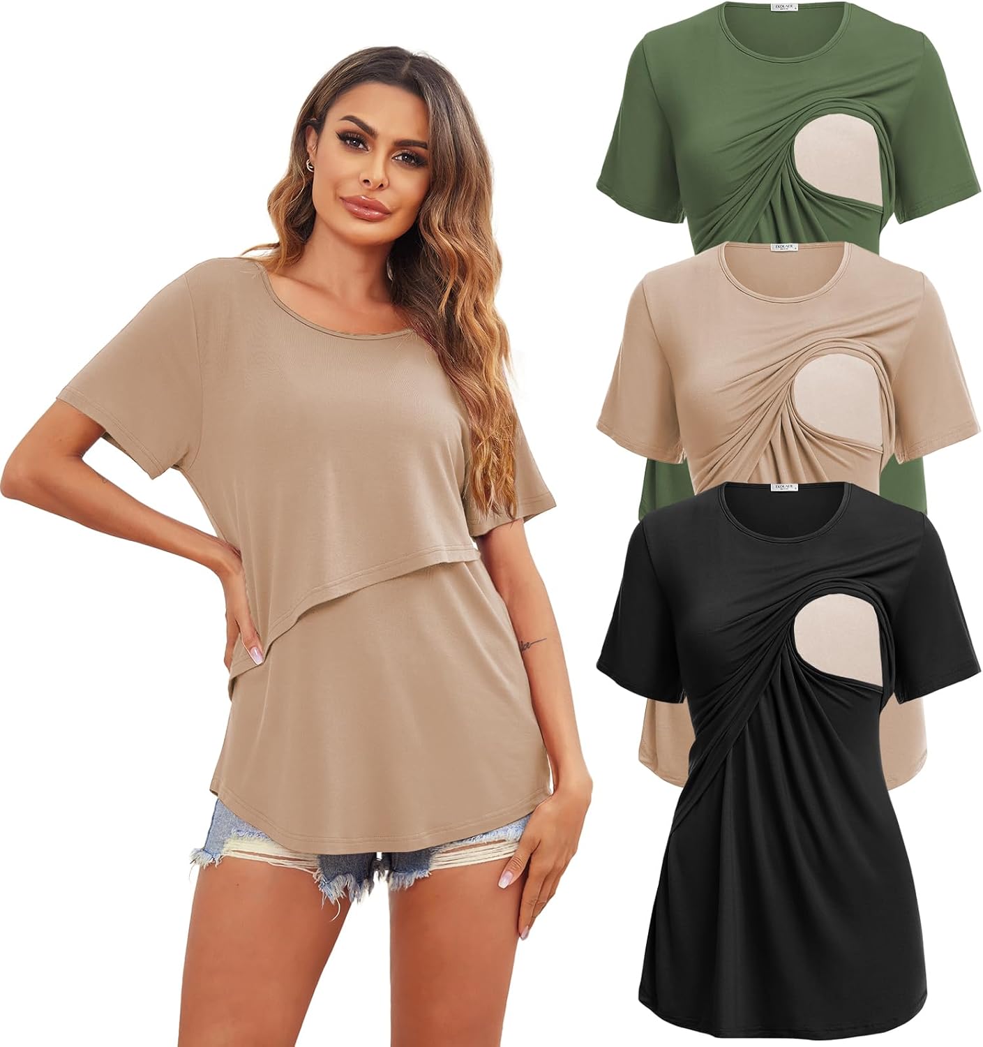 Ekouaer Women's Maternity Shirts for Nursing and Comfort