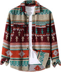 FindThy Mens Brushed Flannel Aztec Print Shacket - Warm Layering Shirt
