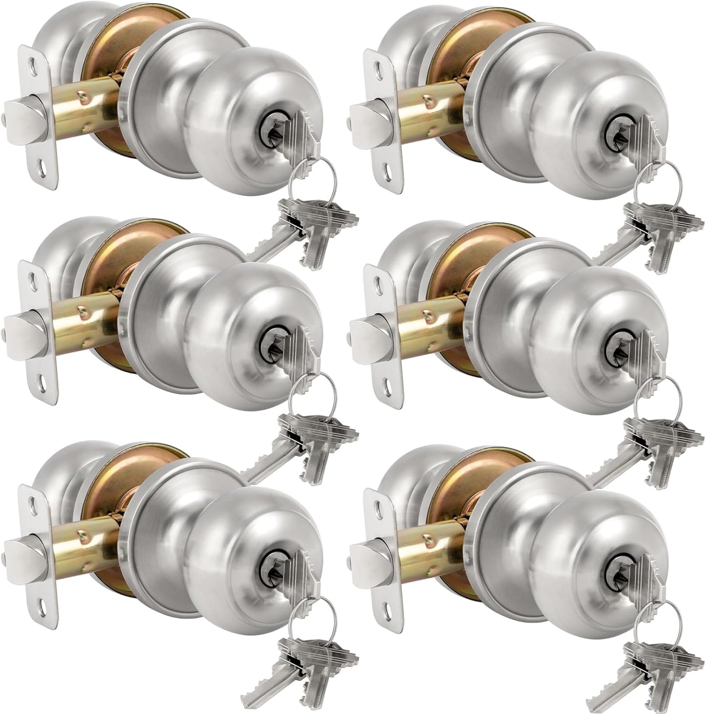 HOSOM 6 Pack Door Knob with Lock and Key for Secure Entry